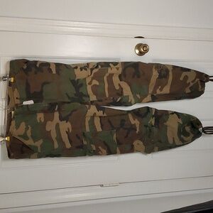 Rothco Camo Cargo Ultra Force 7 Pocket Pants. Tie Bottom with Dog Tag. Unisex